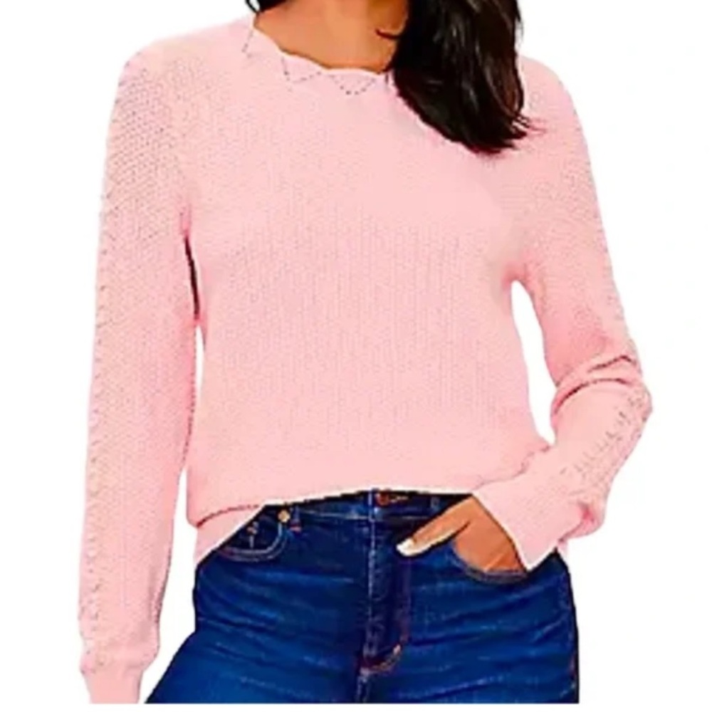 LOFT Scalloped Bobble Sleeved Sweater